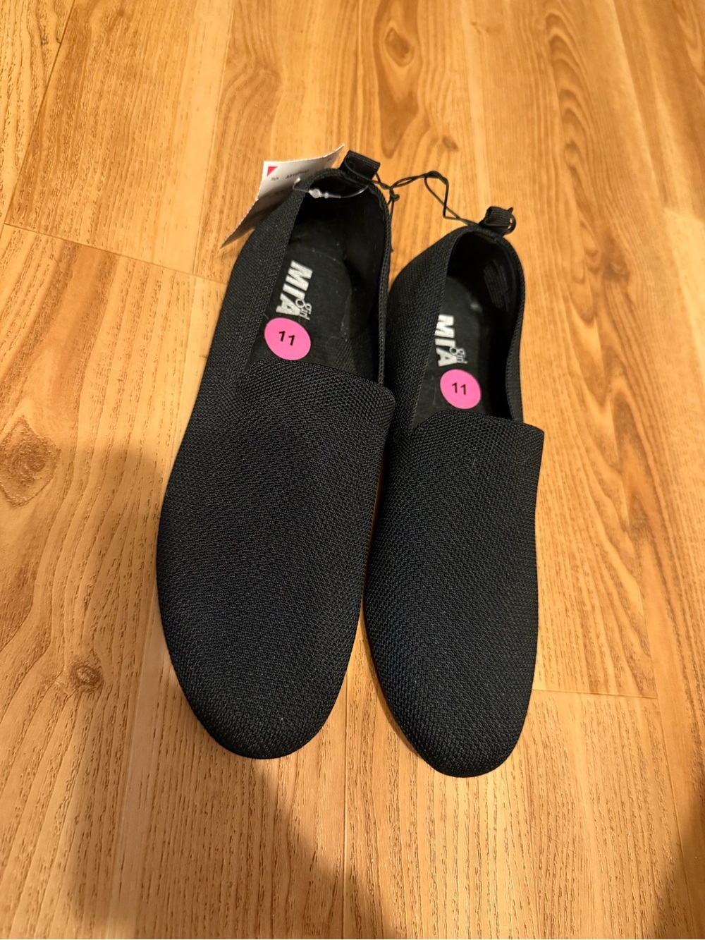MIA Black Knit Slip-On Loafers